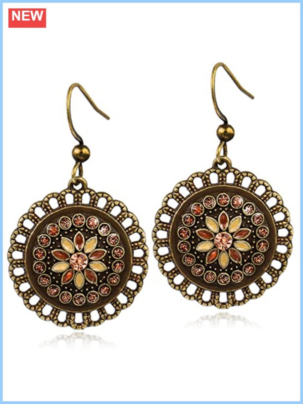 Handmade Bohemian Tribal Hoop Spiral Dangle Drop Earrings for Women Statement